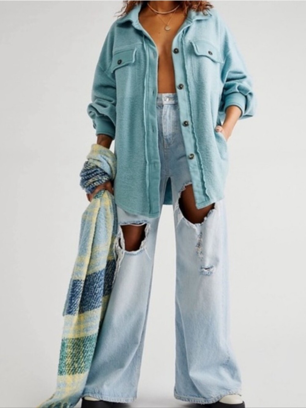 Free People Ruby Jacket Aqua Size XS - Picture 2 of 7